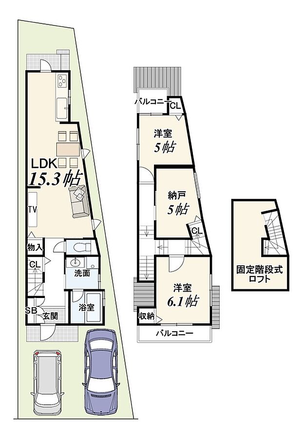 【2SLDK】設計監理費用及び外構費用は物件価格に含む
備蓄倉庫面積1.62ｍ2は建物面積に含む
公簿94.96ｍ2