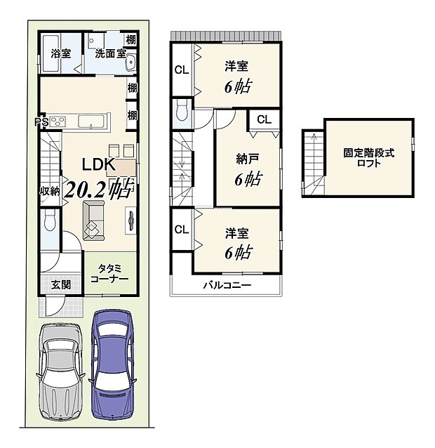 【新築参考プラン】土地1400万円、建物1724万円・新築参考プラン90.32平米・建築確認申請費用120万円別途要(税込)・外構費120万円別途要(税込)
