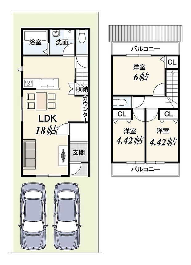 【【間取り】】LDK18帖でゆったり空間!
建物価格:1629万円、建物面積:75.74m2