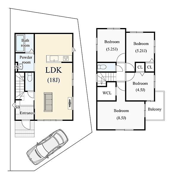 【2号地：間取り充実４LDK！】主寝室や子供部屋、仕事部屋などもつくれる為、個々のプライベート空間を確保することが可能に◎さらに、全居室収納スペースもあり、お部屋の中スッキリ！