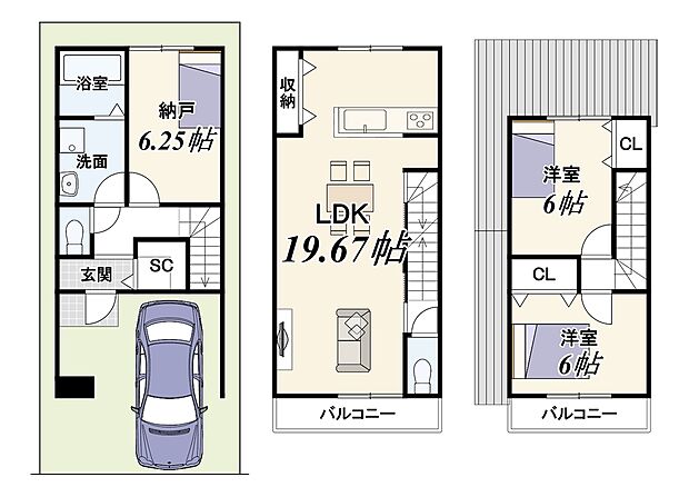 【3階新築参考プラン】建物価格1899万円/建物面積92.12m2