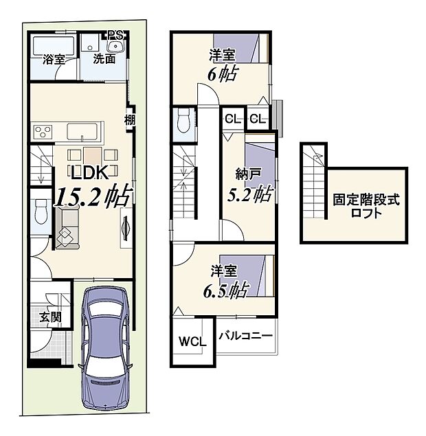 2SLDK/土地面積:有効64.32m2/建物面積:83.03m2