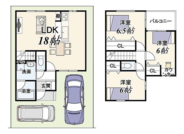 3LDK、土地面積79.08m2、建物面積82.22m2
