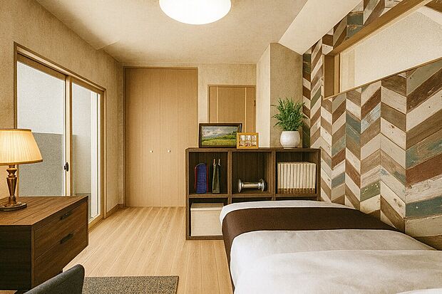 【■洋室6.5帖/イメージパース】各お部屋の収納は住みやすさへのこだわりです。スッキリと片付いた状態を維持することができます。