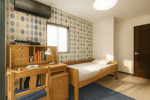 【洋室5.4帖/イメージパース】クロスの種類もお好きに選べます!お子様部屋をかわいくしたり、自分らしさを表現できる自由設計!