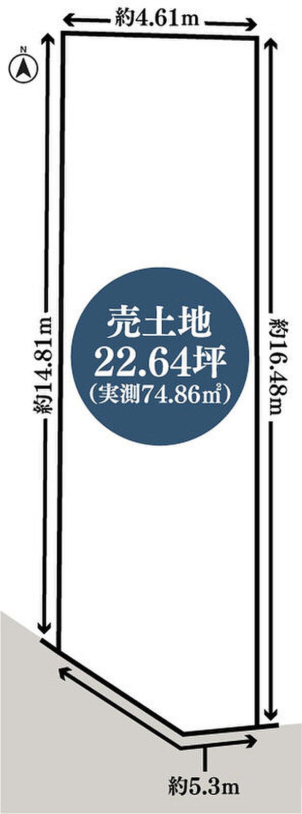 公簿74.80ｍ2（22.62坪）
前道：公道及び私道
準防火地域