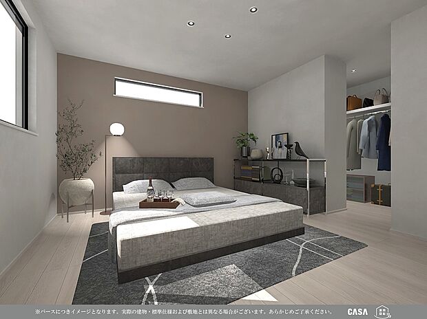 【完成イメージ図】寝室にはたっぷり収納のできるウォークインクローゼットがあります。片付け以外にも書斎やメイクコーナーとしてもおすすめ♪