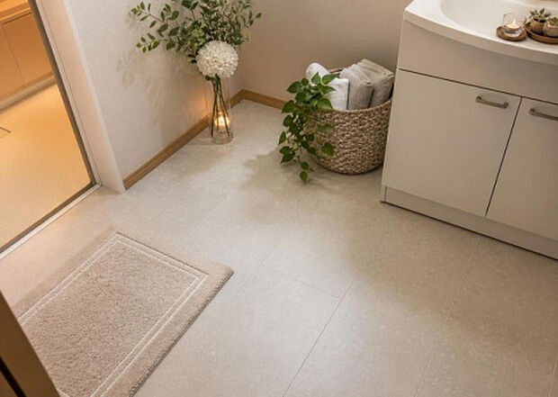 【脱衣場】多くの戸建て住宅で見かける洗面脱衣所は、洗面台と洗濯機が2畳ほどのスペースに並べられていて、洗面所が脱衣所を兼ね備えている間取りが一般的です。お客様が利用することもある、パブリックな空間でもあります。