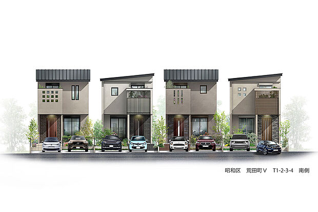 T-1、T-2：第1期、T-3、T-4：第2期／完成予想図