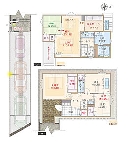 ZEHプラス仕様、断熱等級5、第一種換気&amp;全熱交換換気、2階LDK、独立キッチン付LDK続間20.1帖、WIC付主寝室広々8.0帖、洋室続間10.4帖、駐車3台可 