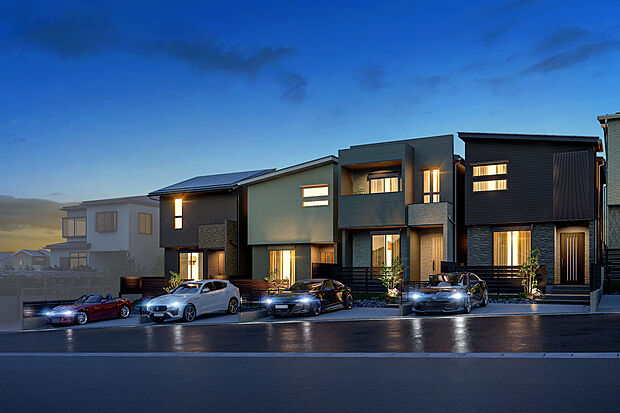 【外観完成予想図】T-1、T-2、T-3、T-4完成予想図／夜間外観