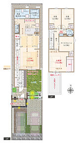 南向き、庭付き、太陽光発電パネル搭載、耐震等級3、断熱等級5、ZEH仕様の家、第一種換気&amp;全熱交換換気、フラット対面キッチン付LDK広々22.6帖、大型WIC付主寝室広々10帖、大型バルコニー、防犯カメラ 