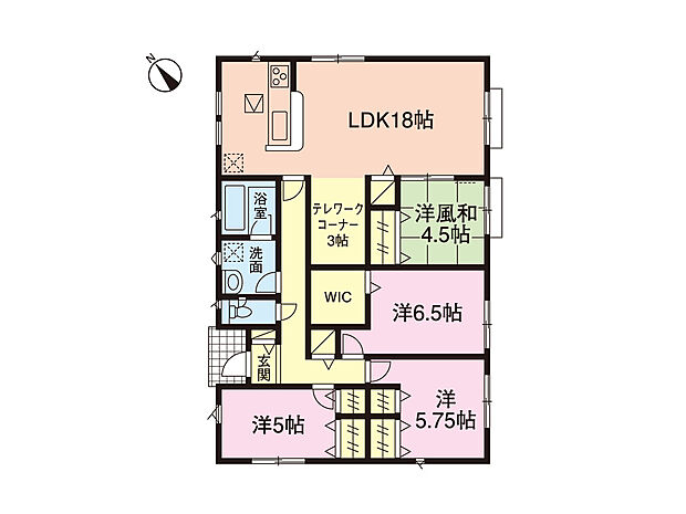 4LDK+WIC+テレワークコーナーつき平屋