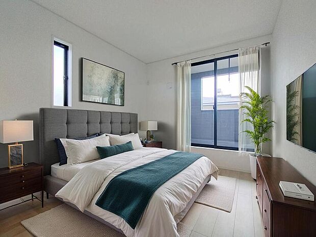 【寝室】ゆったりとした安らげる主寝室。リラックスできる空間で1日の疲れを癒してください。【施工例】