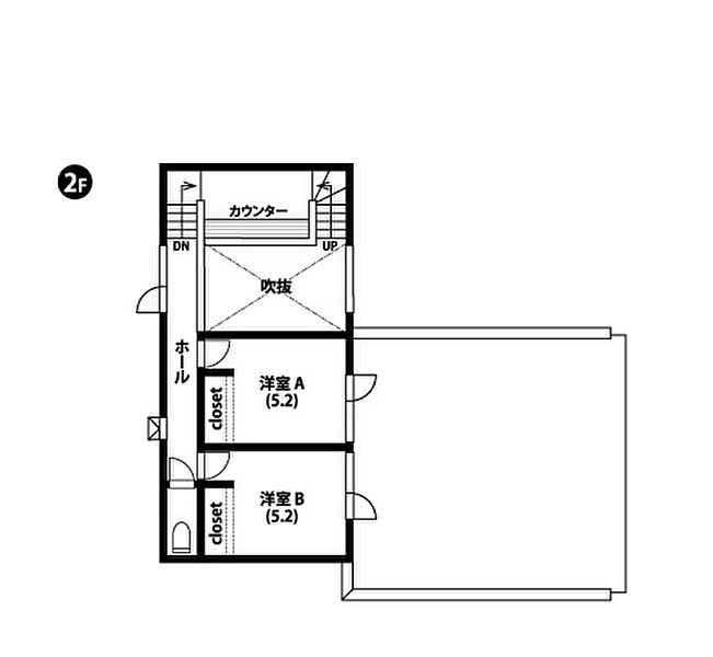 【2階間取図】
カウンター付きのスキップフロアを設置。コミュニケーションをとりながら、テレワークやお勉強がはかどります。