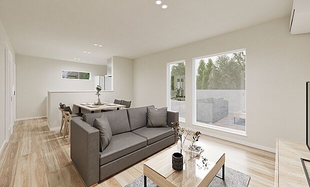 【完成予想図 B棟】
白を基調としたシンプルでナチュラルなデザインは、どの世代にも好まれる外観です。