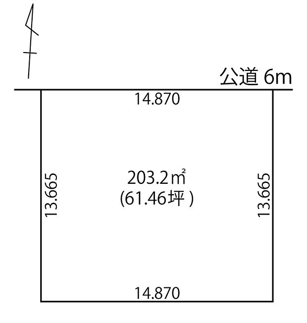 【区画図】
設計の自由度が高まる間口の広い区画です。採光や通風を確保しやすく、お庭やカースペースも広く取ることができます。