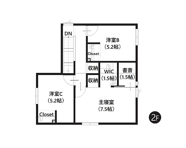 【4LDK】多目的に利用できる約1.5帖のWIC・書斎がございます。収納はもちろん、テレワークや趣味のスペースとしても重宝しますね。