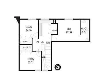 WICを含む全居室収納付き。収納・カウンター付きのホール部分は、ライフスタイルに合わせた使い方が可能です。 