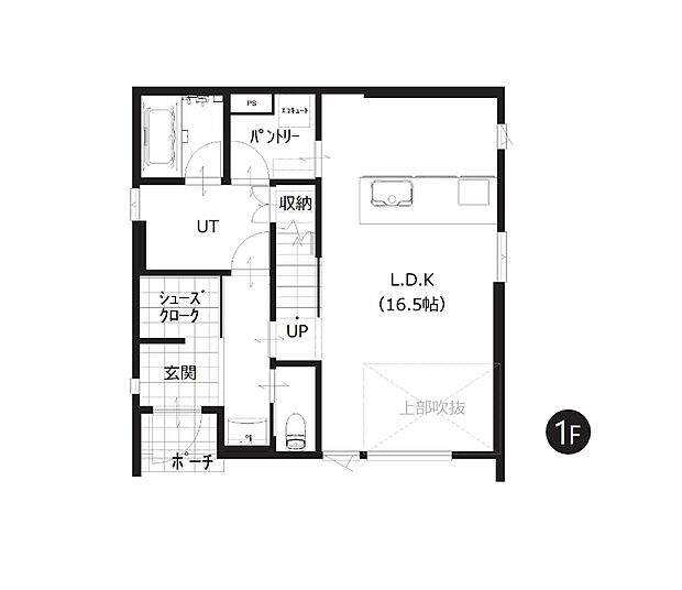 【3LDK】玄関⇔脱衣所⇔パントリー⇔リビングの回遊動線が可能で家事もしやすい間取り設計です。