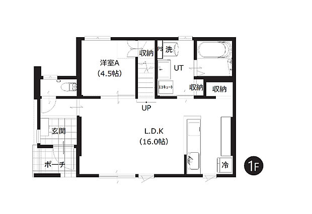 【4LDK】対面式キッチンやリビングイン階段を採用。ご家族が自然と顔を合わせられる設計です。