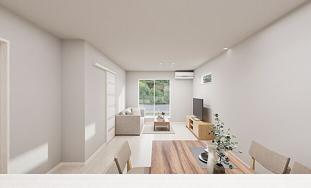 【【A棟 完成予想図】】配膳にも便利な対面キッチンを設置。お料理をしながらご家族やご友人との会話も弾みます。