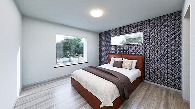 【【2号棟 完成予想図】】ゆったり8帖の主寝室は、夫婦のくつろぎと安らぎを両立するプライベート空間となっています。