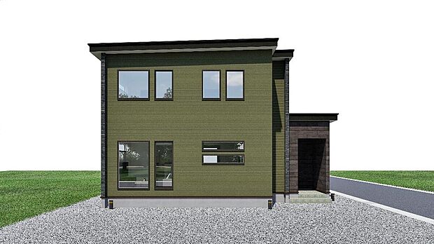 【【1号棟 完成予想図】】2026年2月完成予定の4LDK。1号棟は外観はデザイン性の高いSOLIDOをアクセントに、他とは違うこだわりのデザインです。