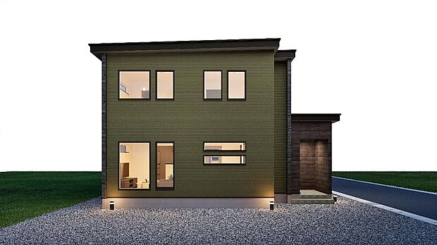 【【1号棟 完成予想図】】敷地内には車種により4台分のカースペースがございます。夫婦でお車を所有したり、来客時にも便利です。