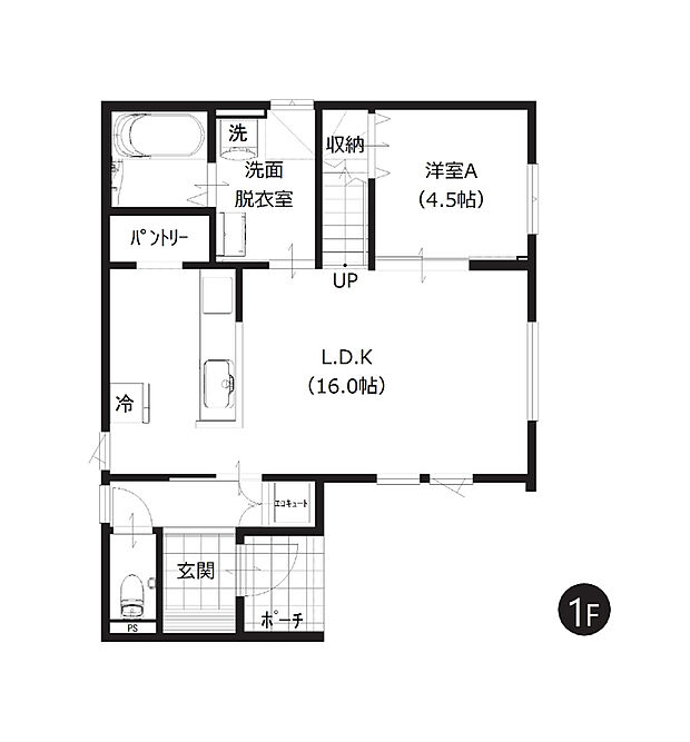 【4LDK】日々の家事や家族の移動をスムーズに行える、LDKを中心に続き間や洗面へと快適につながる設計となっております。