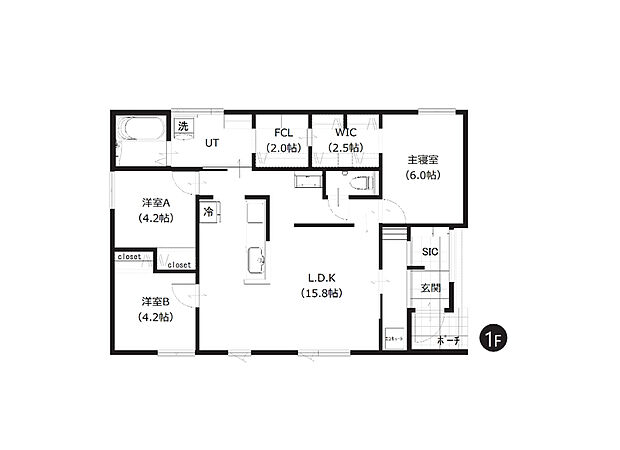 【3LDK】通り抜けできるWICや、ご家族で共有できるファミリークローゼット付きで収納豊富。ベビーカーもそのまま入れられるSICも嬉しいポイント。