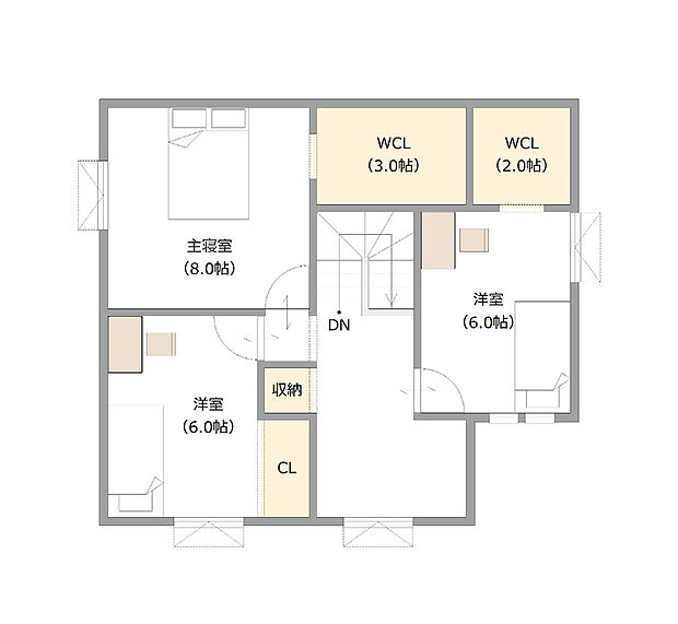 【【1・2号地 建築プラン例】】建物面積:114.01m2
建物価格:2404万円(税込)
※杭工事、分水工事、諸費用別途
※設計プランの参考一例であって、当該プランの採用可否は任意です。