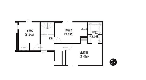 【4LDK】全居室に収納を備えた使い勝手のよい間取りです。生活用品や衣類をすっきり整理しやすく、室内を広く使いやすいのが魅力です。