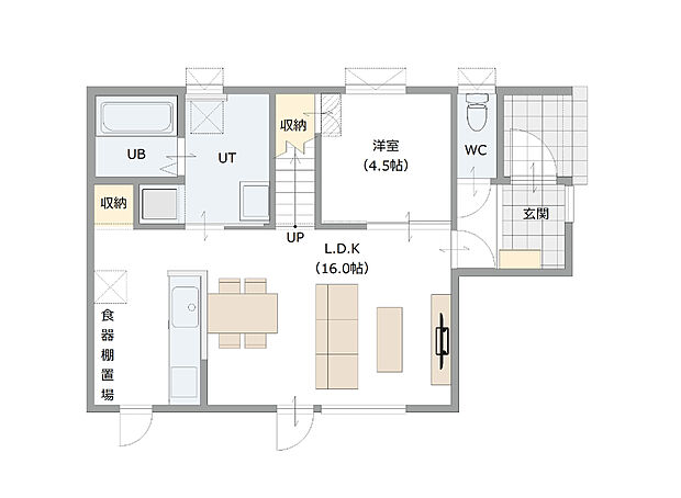 【【3号地 建築プラン例】】建物面積：106.01m2
建物価格：2397万円(税込)
※杭工事、分水工事、諸費用別途
※設計プランの参考一例であって、当該プランの採用可否は任意です。