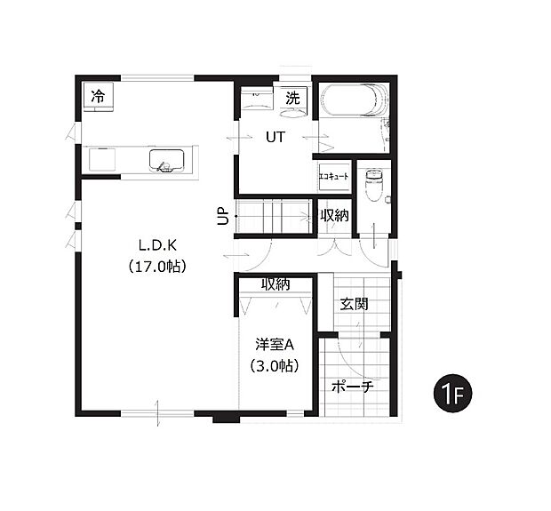 【4LDK】ご家族が集まるLDKは約17帖とゆとりある広さ。リビング・キッチンともに2面採光を確保し、明るく風通しの良い快適な空間です。
