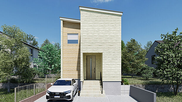 【1号棟 完成予定図】
光熱費の削減につながる太陽光パネル・あおぞらチャージ搭載、ファミリーにおすすめの4LDKが登場しました。