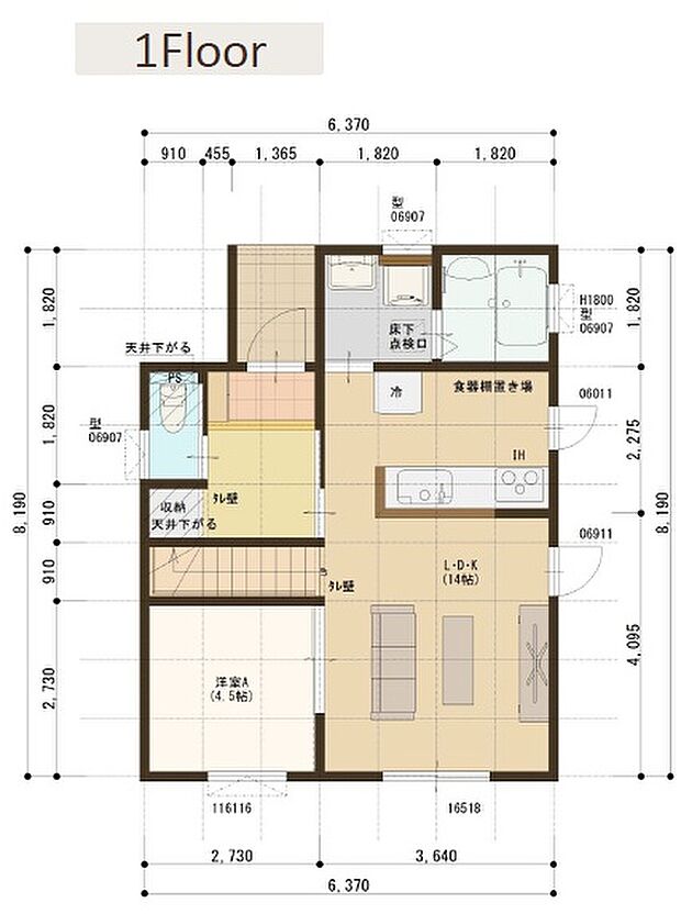 【【建築プラン例】】建築面積:99.38m2
建物価格:2080万円(税込)
※杭工事、分水工事、諸費用別途
※設計プランの参考一例であって、当該プランの採用可否は任意です。