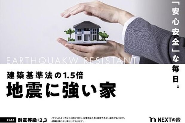 【耐震性能】耐震等級2相当以上(プランによっては2or3が取得できない場合もあります。)
百年に1度発生する地震による力の1.25倍の力に対して倒壊・破壊しない耐震性能を持っています。