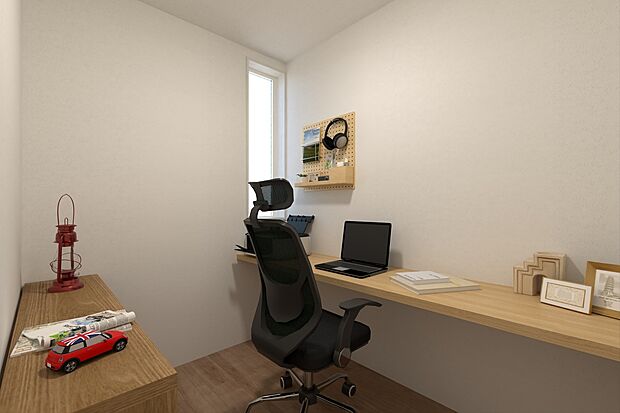 【2号地 内観 完成予想図】2階の納戸 窓もあってクローゼットとしても、ワークスペースとしても利用できます