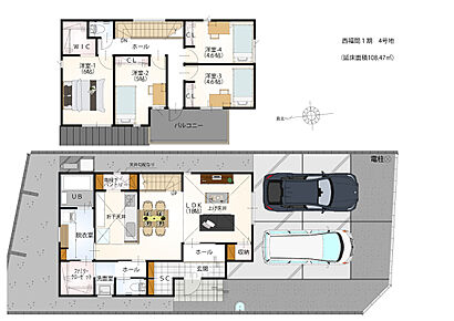 リビング階段・対面式キッチンが採用された、ご家族の気配を感じられる住まい設計。洗面室・脱衣室がそれぞれ独立しているため、来客時などにも気兼ねなく利用でき、ご家族内でのプライバシーも守られやすいです。 