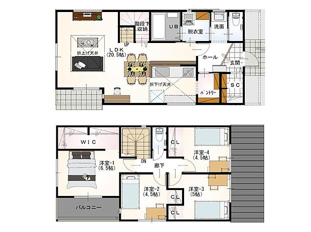 【【建物プラン例】】建物価格1760万円、建物面積111.78m2