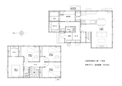 玄関のSICやキッチン横のパントリー、WICなど豊富な収納を確保。住空間をすっきり保てる、機能性に優れた4LDKプランです。/建物価格2098万円、建物面積107.64m2  