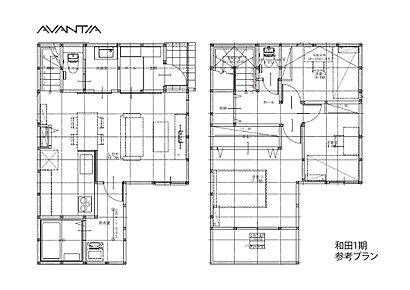 2階建て、収納豊富な3LDKプラン。家族が集うLDKは約14.7帖。対面式キッチン×リビング階段で、ご家族の会話が弾む空間です。/建物価格1878万円、建物面積80m2  