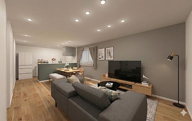 【リビング】対面キッチンのあるLDKは18帖あり、ゆとりをもって家具の配置ができます※画像はイメージです