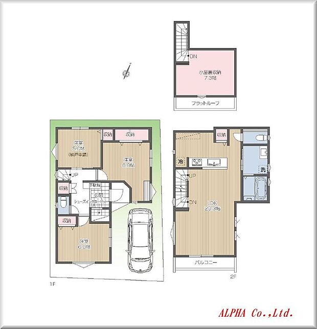 【3LDK】暮らしの中心となるLDKは20帖超を確保、同フロアに水廻りを集約させる事で一日の家事動線がとても便利になる間取りとなっております。固定階段で昇り降り出来る広い小屋裏収納庫は荷物置場の他にも書斎やお子様の遊び場など、様々なシーンでご活用いただけます。綺麗な地形を活用する事で無駄な廊下スペースを最小限にする事が出来ました。快適な居住空間がおもてなしをしてくれます。