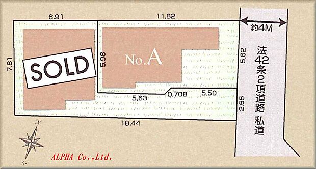 【3LDK】道路に面した綺麗な整形地のお土地になります。南側は隣地通路につき角地を彷彿させる開放感を演出しております。将来的な資産性も兼ね備えているお土地になります。