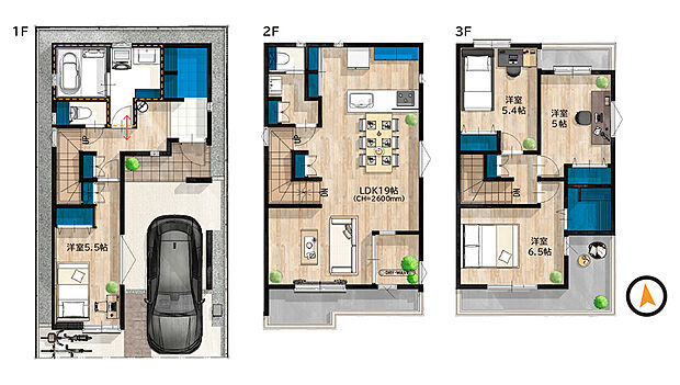 4LDKで２階LDK19帖・1.7帖サンルーム採用！外出時、急な雨などでも安心！