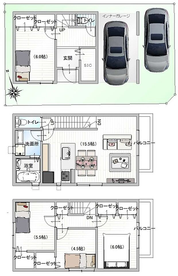 【２階水回り・駐車２台プラン】土地建物セット価格4280万円