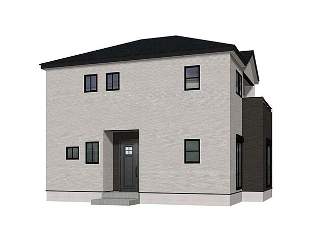 【外観パース図】☆2号棟・完成予想図☆オークグレー×ブラック♪