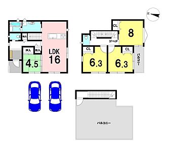 4LDKの間取り
駐車2台可能 